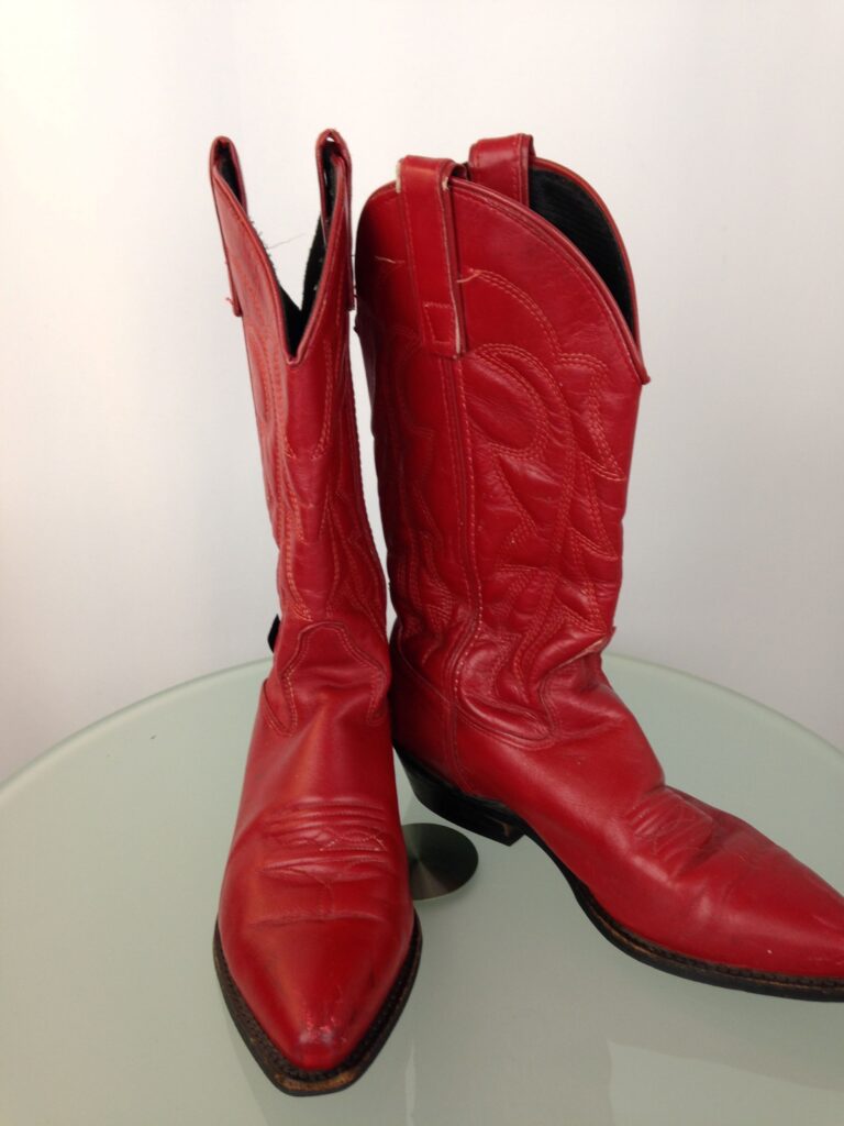 Red boots angled