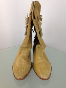 Tan Suede Fringe Boots front