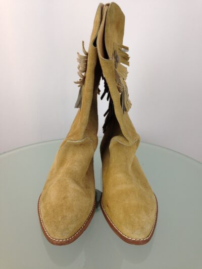 Tan Suede Fringe Boots front