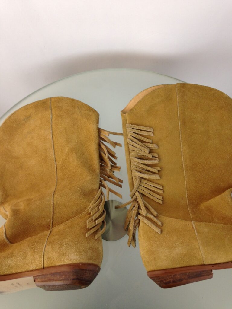 Tan Suede Fringe Boots other side