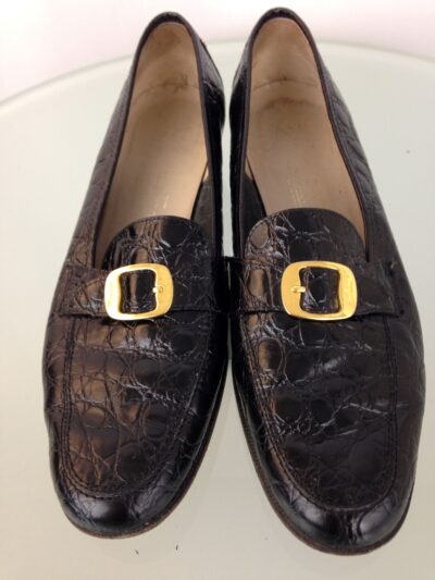 Ferragamo black loafers front