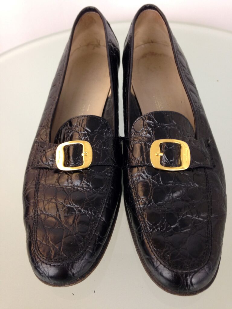 Ferragamo black loafers front