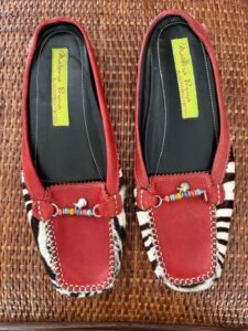 Red zebra mules front