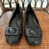 Nine West Black button flats front