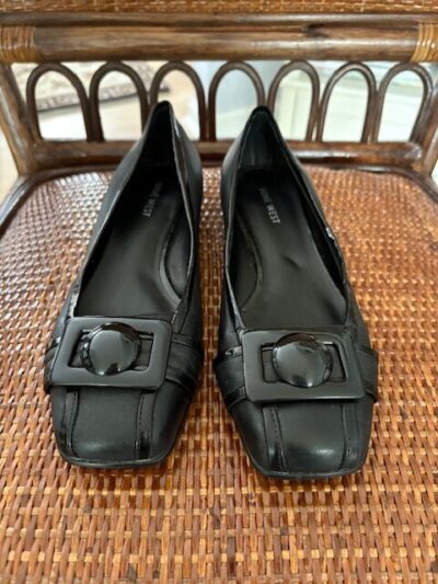 Nine West Black button flats front