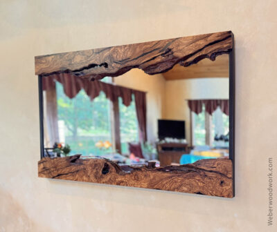 live edge mirror, olive wood mirror