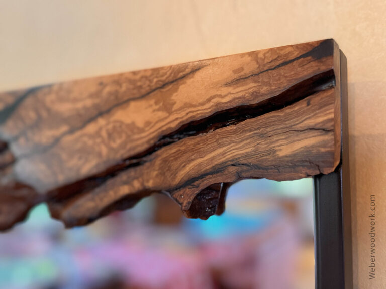olive wood mirror, live edge mirror