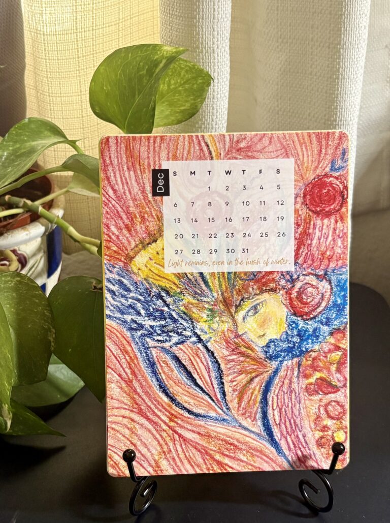 2026 hand paint art Botanical Desk Calendar 4 5x7 Hand-Painted Floral art