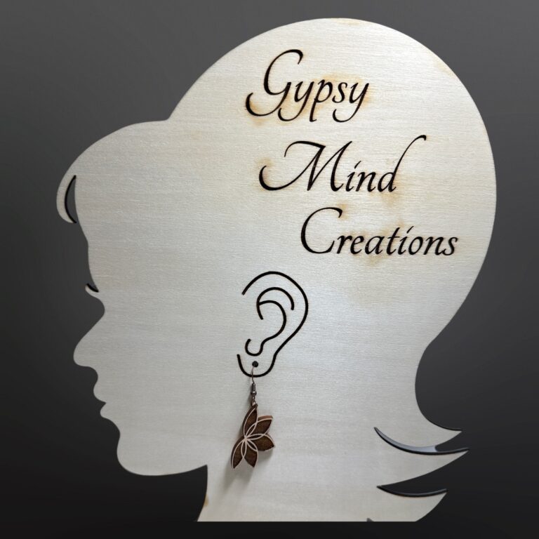 Engraved Wood Lotus Flower Dangle Earrings- Handmade Jewelry Gift 3 Lotus Flower Wood Dangle Earrings 1