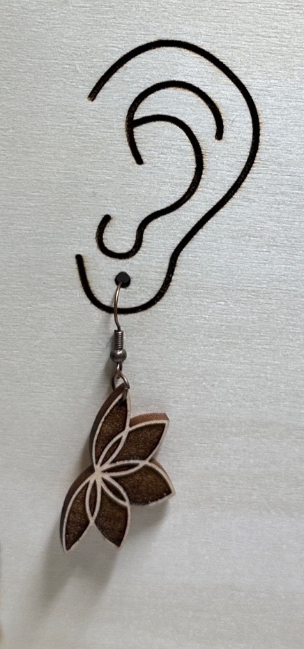 Engraved Wood Lotus Flower Dangle Earrings- Handmade Jewelry Gift 4 Lotus Flower Wood Dangle Earrings 2