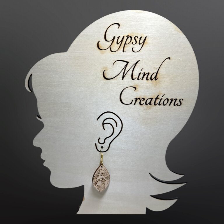 Mermaid Laser Cut Wood Dangle Earrings- Handmade Jewelry 3 Mermaid Wood Dangle Earrings 1