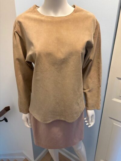 Tan Suede Pullover Top front