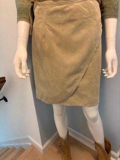 Tan Suede Wrap Skirt front
