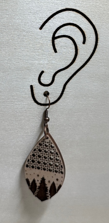 Winter Scene Boho Rattan Wood Dangle Earrings Handmade Jewelry 4 Winter Scene Boho Rattan Wood Dangle Earrings 2