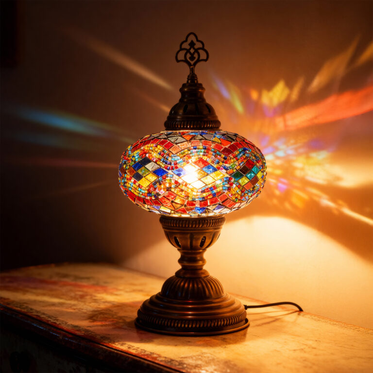 Mozaist Turkish Mosaic Table Lamp Multi Color , Hand Made Mosaic Lamp, Moroccan Light Shade, 5 a3
