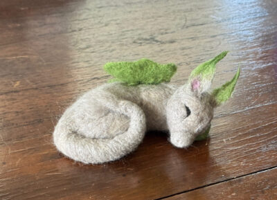 Needle felt adorable sleeping baby dragon