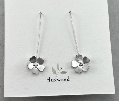 Bloomlette Long Sterling Silver Flower Earrings