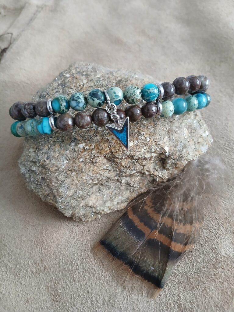 "Find Your Tribe" - Sea Sediment and Bronzite Double-row Stretch Bracelet 1 20251013 123539