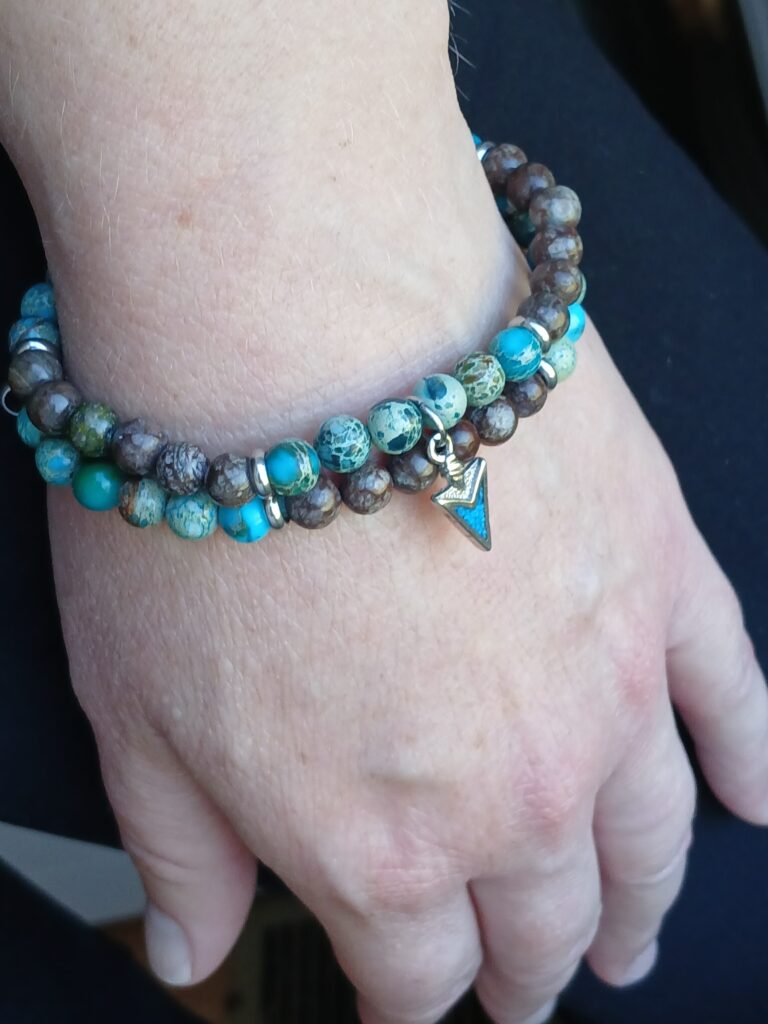 "Find Your Tribe" - Sea Sediment and Bronzite Double-row Stretch Bracelet 2 20251013 123654