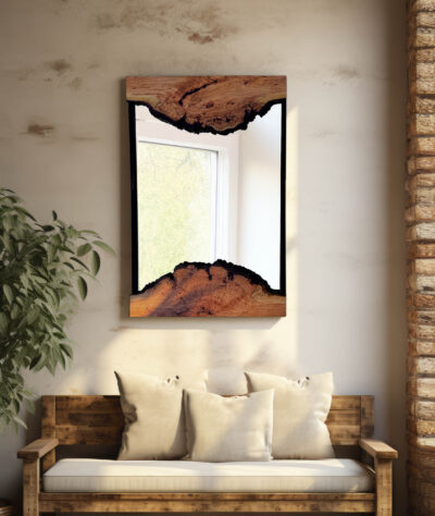 Cherry Burl Live Edge Mirror - Rare Wood Wall Art