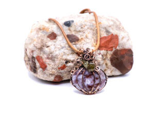 Grounding Magic Plume Agate Pumpkin Necklace