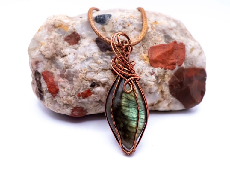 Inner Magic Wire Wrapped Marquise Labradorite Necklace