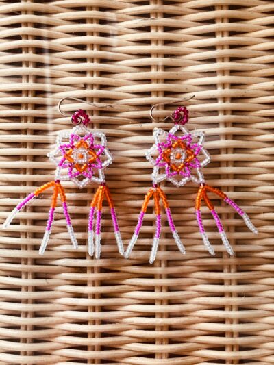 Pink White Orange Fushia Earrings