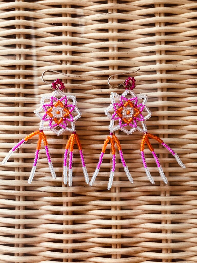 Pink White Orange Fushia Earrings
