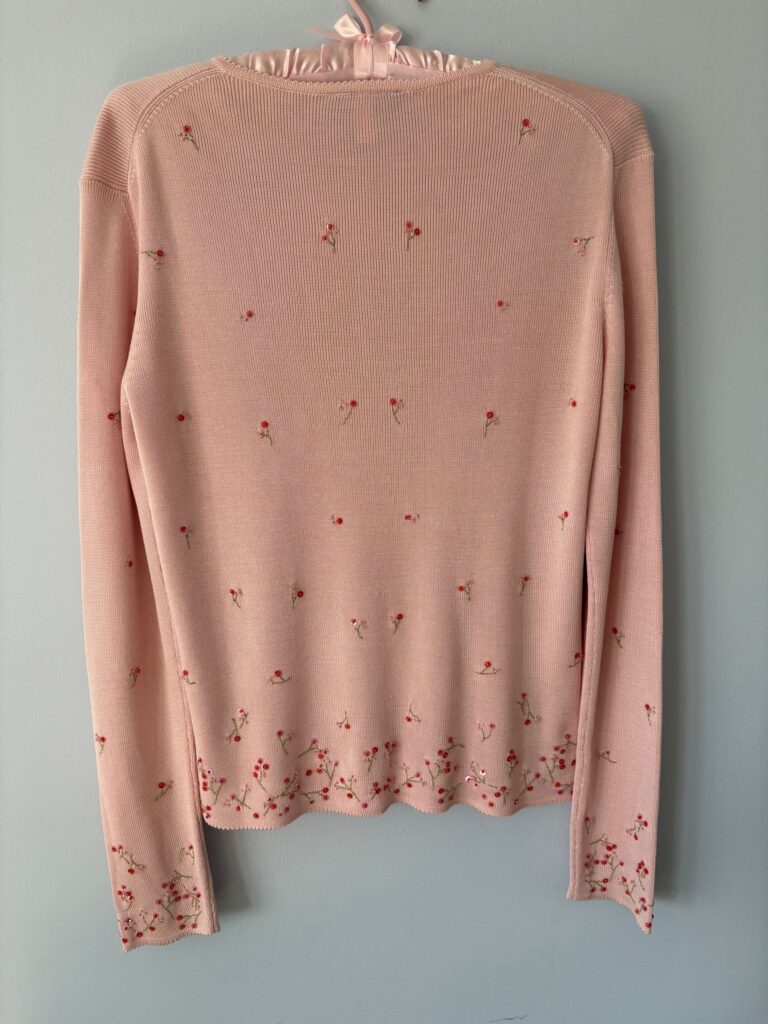 Pink Sweater set cardigan back view
