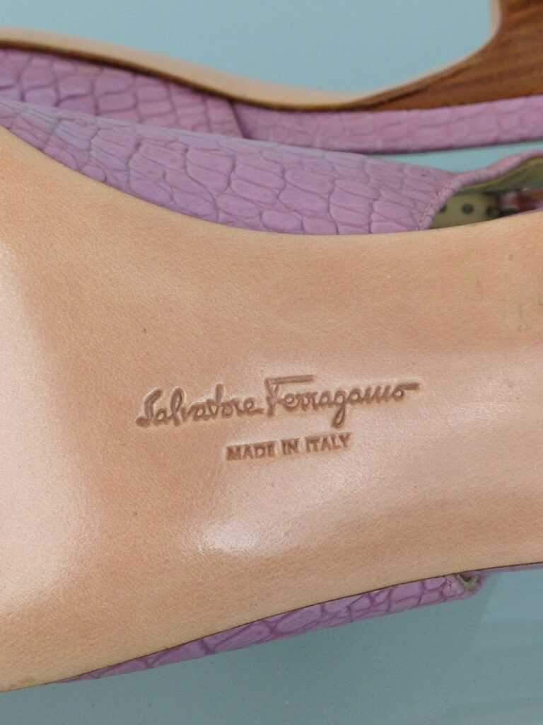 Ferragamo Pink shoes logo on soles