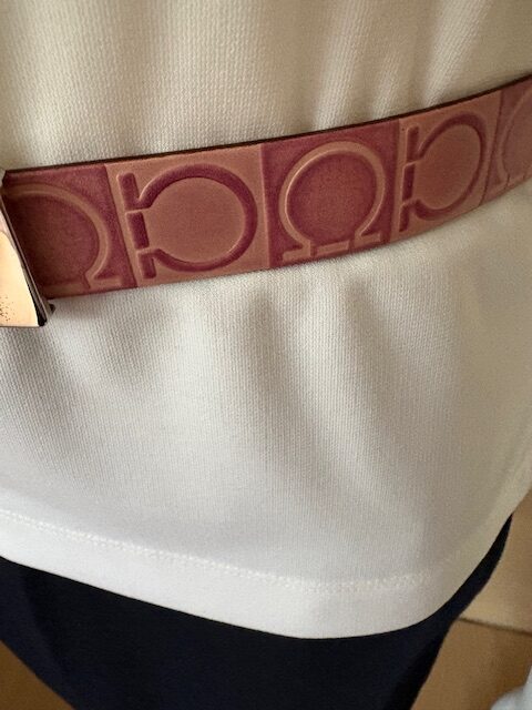 Vintage Salvatore Ferragamo Plum Leather Belt 2 Ferragamo belt close up pattern