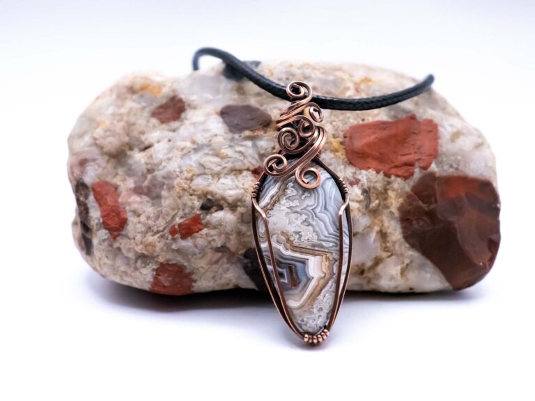 Bold & Captivating Wire Wrapped Laguna Lace Agate Necklace 1 Bold & Captivating Wire Wrapped Laguna Lace Agate Necklace
