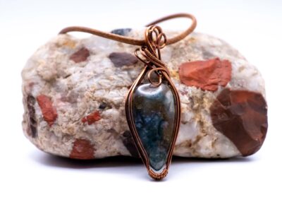 Rooted Spirit Wire Wrapped Moss Agate Necklace