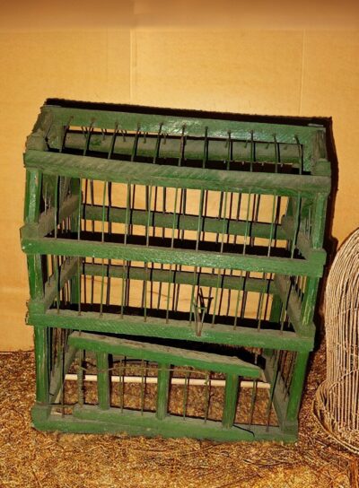 Vintage Primitive Wood and Wire Bird Cage