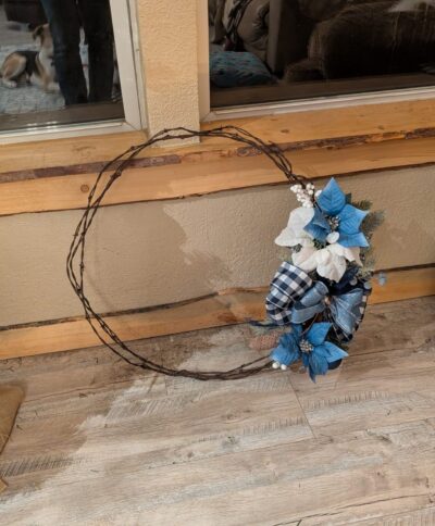 The Winter Sentinel Wreath: Icy Blue Rustic Christmas Decor