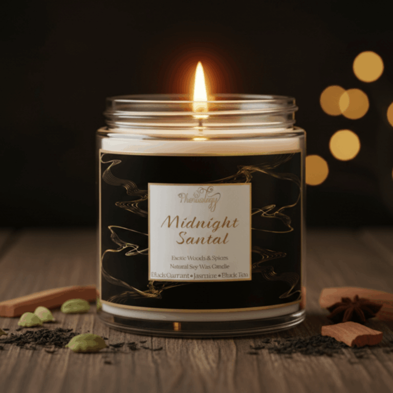 Midnight Santal Luxury Soy Candle - Cardamom & Musk 2 midnight santal soy candle phenixology bath body 1970518