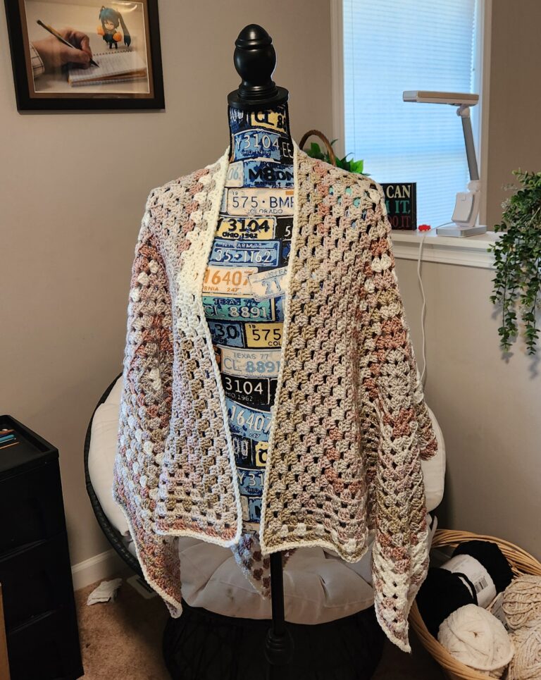 Crochet Shawl - Granny Stitch with a Diamond Pattern Back 2 20251024 105448