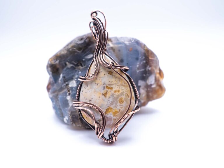 Peaceful Spirit Wire Wrapped Plume Agate Necklace