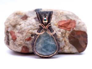 Serene Tides Wire Wrapped Aquamarine Necklace