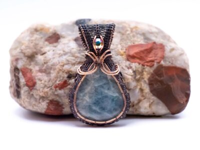 Serene Tides Wire Wrapped Aquamarine Necklace