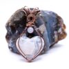 Pure Balance Wire Wrapped White Plume Agate Heart Necklace