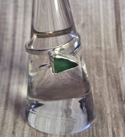 Teal Sea Glass Ring - Adjustable