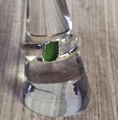 Green Sea Glass Ring - Adjustable
