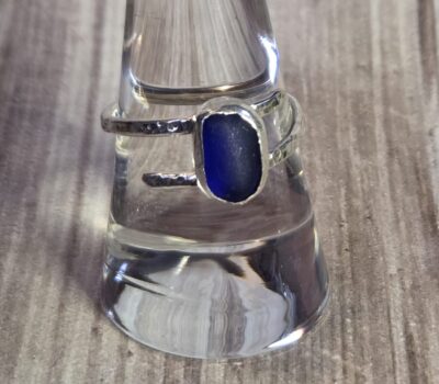 Cobalt Sea Glass Ring - Adjustable