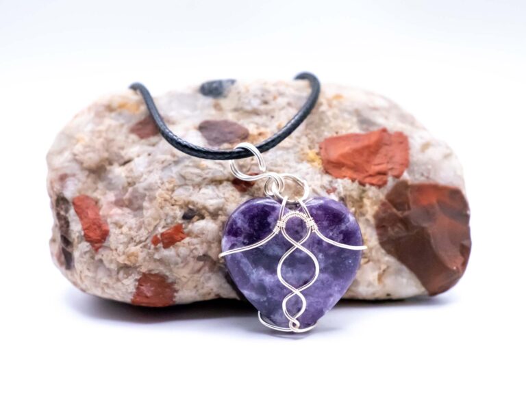 Divine Love Wire Wrapped Amethyst Heart Necklace