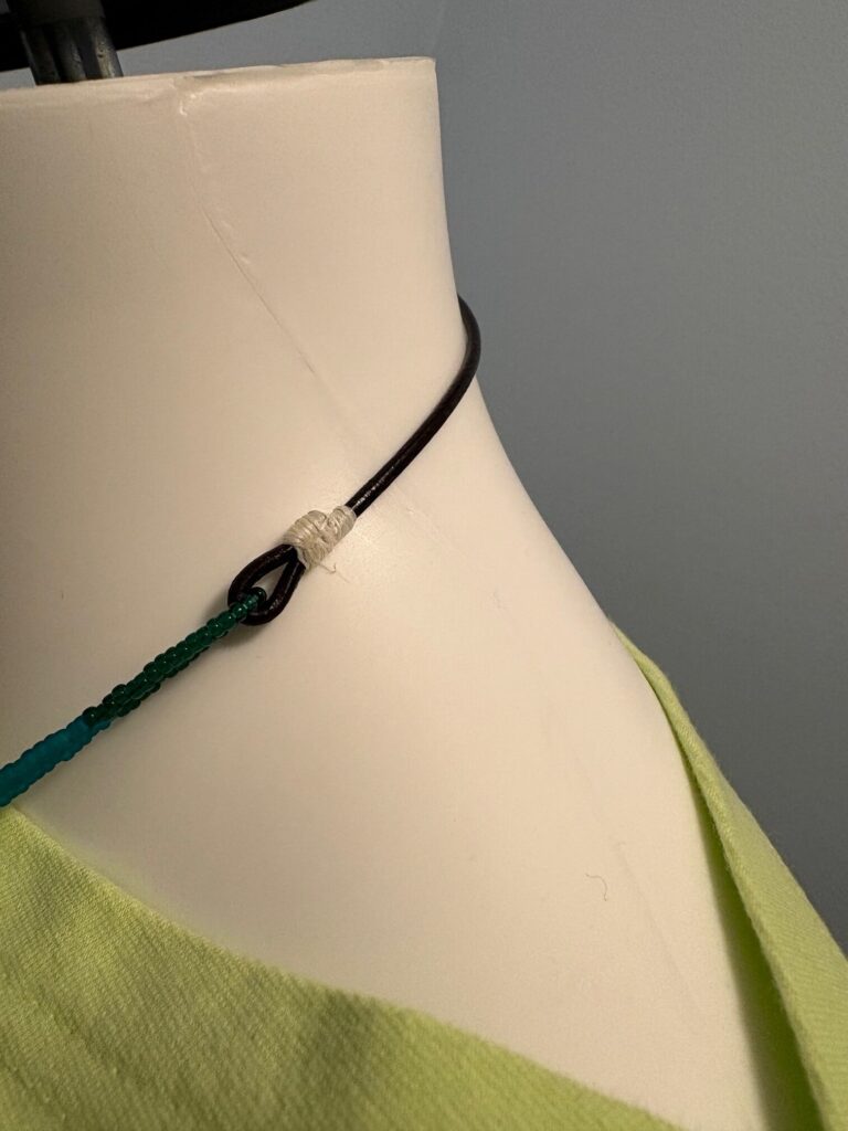 Glass Seed Bead Shield Style Necklace 4 Bright Yellow leather cord