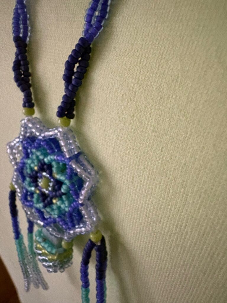 Cobalt necklace side view
