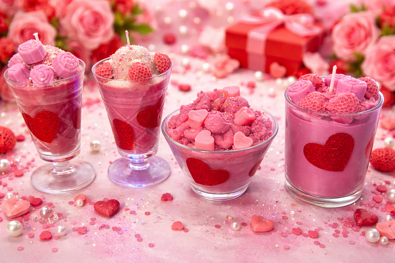 Hugs & Kisses Valentines Candles Candles