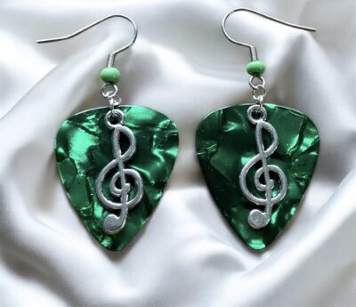 Guitar Pick Music Note Earrings in 9 Color Choices