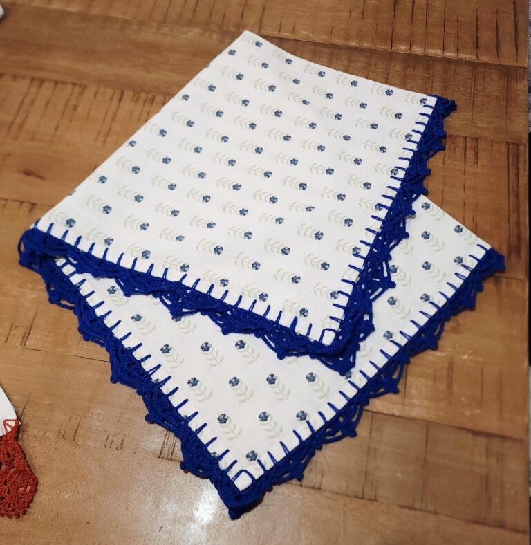 Crochet edging kitchen towel.